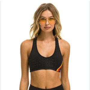 Aviator Nation Black Sports Bra with Rainbow Detail
